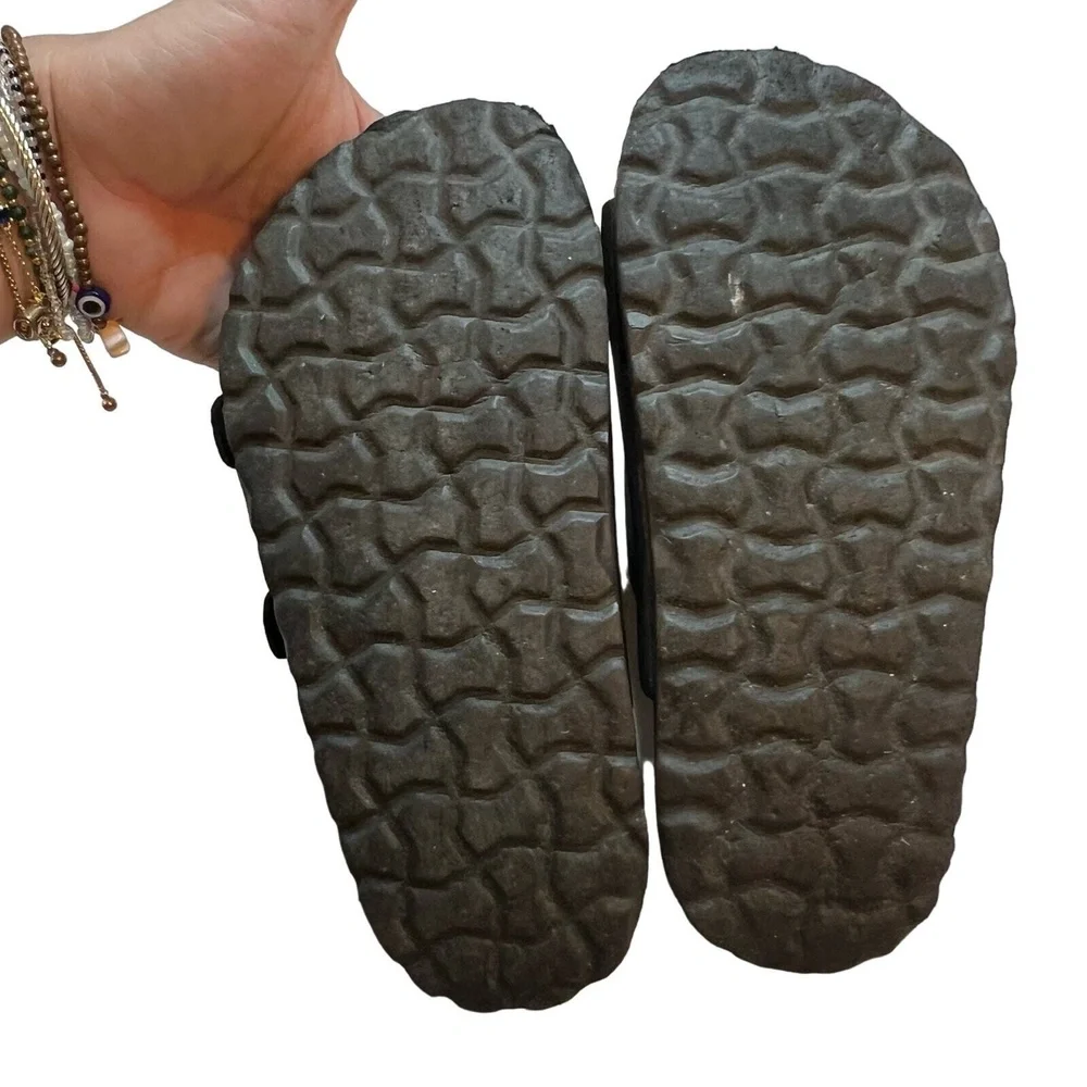 Kids Sandal Leather Double Strap Buckle Slide Cushion Aire Brown Size‎ 11